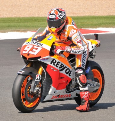 Marc marquez on a practice start.